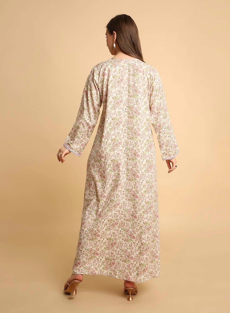 HANA & SARA Arabic Long Traditional Printed Jalabiya Dress For Womens - Image 3